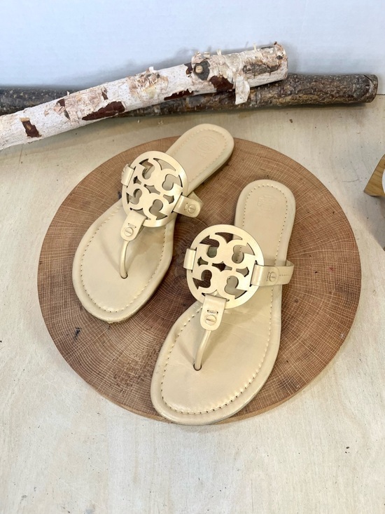 Tory Burch Shoes - Tory Burch Miller Metallic Champagne Gold Leather Thong Sandals Size 9